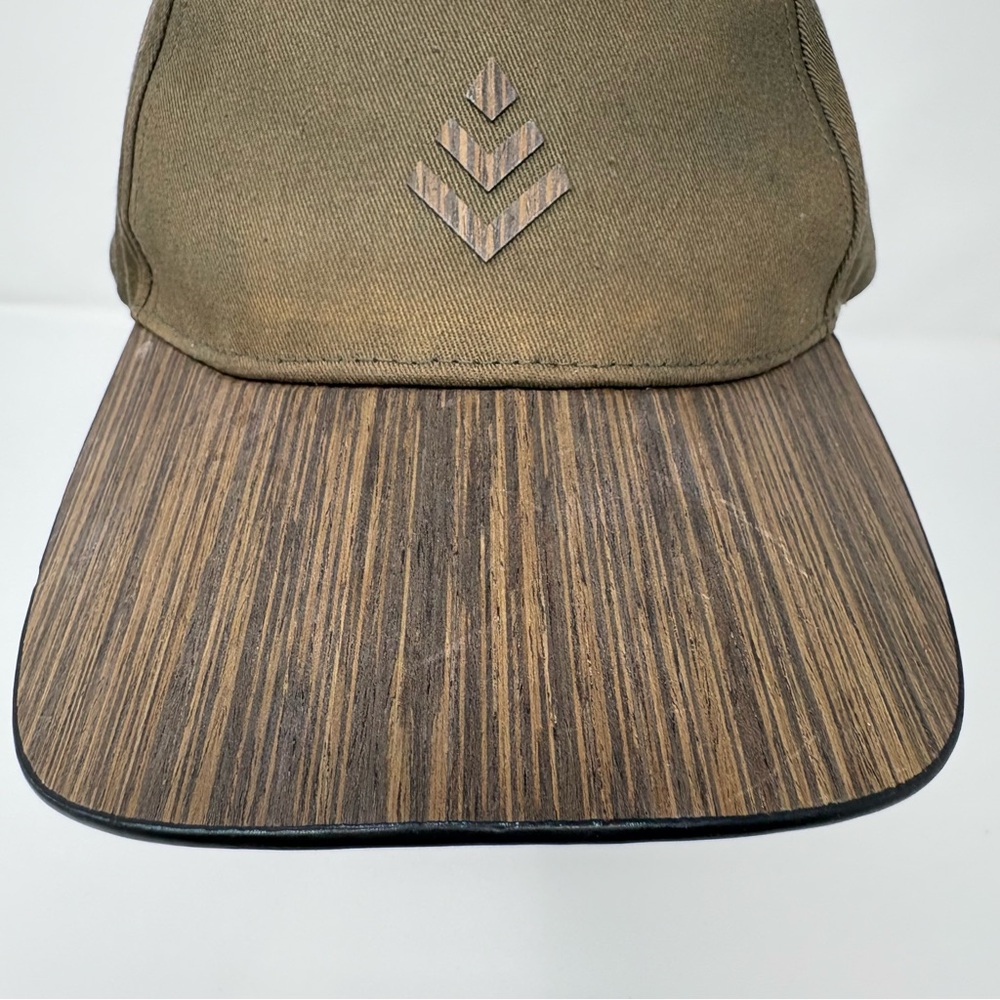 TruWood Wooden Brim Baseball Hat cap Adjustable One Size Green Brown 100% Cotton - Picture 4 of 12